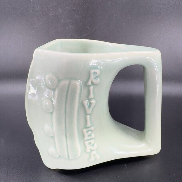 Padilla Pottery Mug Cup Light Green Rivera Mexico Large Heavy Pottery Mug Cup - Picture 12 of 13